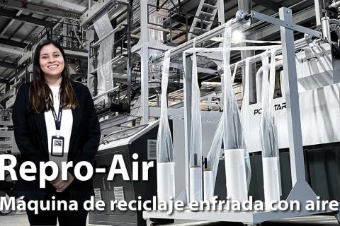 Máquina de reciclaje con enfriado por aire para films de PE